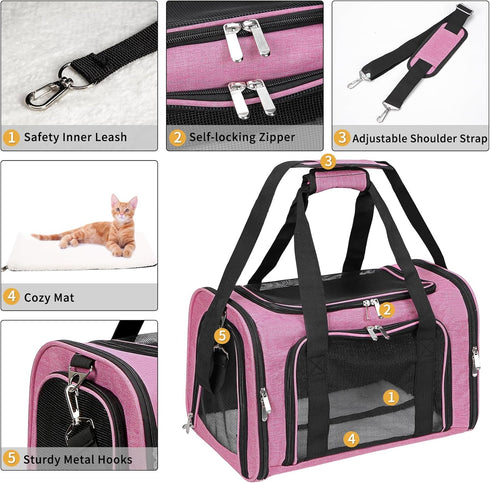 LEHNI 16 Lbs, Soft-Sided Cat/Dog/Pet Carrier, Collapsible Pets Travel Carriers for Big Cats/Small Dogs with Shoulder