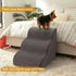 Curved Dog Stairs Ramp for Beds, Couches, and Chair, 15.7" H, 3-Step Non-Slip Pet Stairs for Small Dogs, Deep Grey