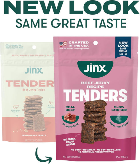 5oz, 6 Pack Jinx Tenders Beef Jerky Dog Treats, All Natural Ingredients, Soft and Chewy, Low-Calorie, Slow-Smoked Beef