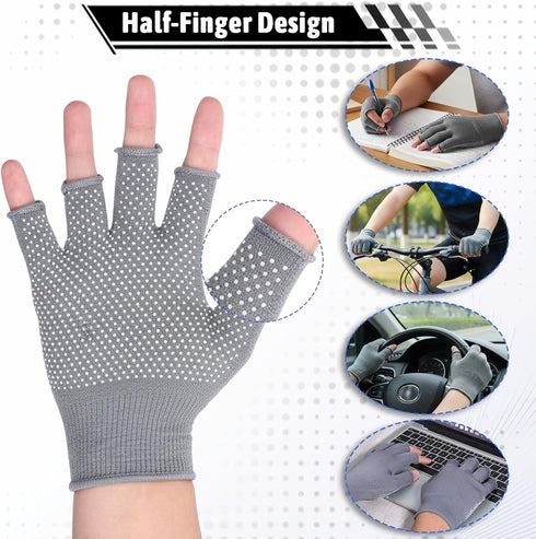 Xthrotsenk 1 Pairs Fingerless Gloves Non Slip Workout Glove Half Work Gloves for Women Mens Thin Anti-Slip Exercise