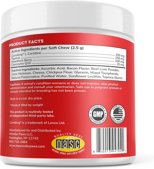Q10 90 Wonder Paws Cardio Support for Dogs Cardiovascular Chews Heart Health, Circulation, Energy & Weight Management