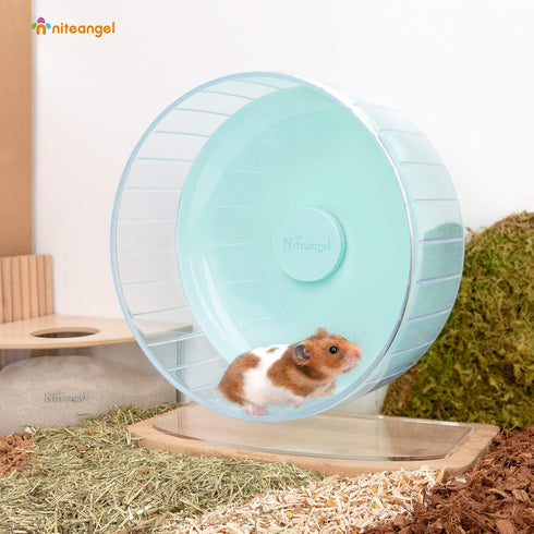 Niteangel Super-Silent Hamster Exercise Wheels - Quiet Spinner with Adjustable Stand for Small Animals (L, Mint Green)