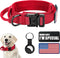 Tactical Dog Collar, Military Adjustable Nylon Dog Collar with Heavy Duty Metal Buckle and Handle for Training (Red, M)