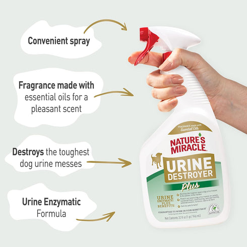 Nature’s Miracle 32 Ounces Urine Destroyer Plus Dog, Ready-to-Use Enzymatic Formula