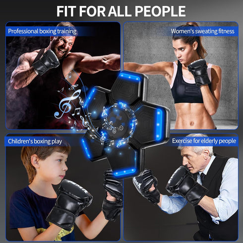 Music Boxing Machine for Adults and Kids, Smart Bluetooth Boxing Training Equipment with Gloves, Target Workout