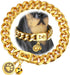Gold Dog Chain Collar 19mm Cuban Link with Snap Buckle, 18K Gold Plated Metal for Puppy Small Medium Large Dogs (16")