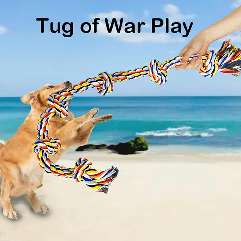 6 Knot 2 Pack Large Dog Rope Toy - Heavy Duty Chew Rope for Aggressive Chewers, Tug of War Play for Large Breeds