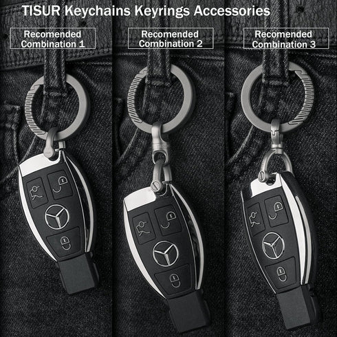 TISUR Titanium Round Carabiner Clip, Spring Hook Key Ring, Small Keychain Carabiner with D-Ring for Keys