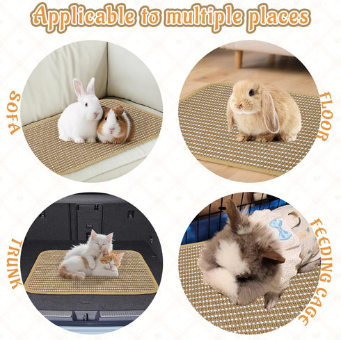 KEPYDRMTF (4PCS) Rabbit Scratching Pad, Sisal Scratching Pad for Bunny, Guinea Pig, Cat. Resting Mats for Cages, Forage