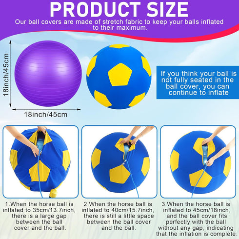 4 Pcs Goat Ball Toy Set with Covers - Anti Burst Training Toy with Inflator Pump for Goats (18inch, Red and Purple)