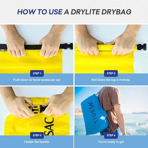 Stahlsac Abyss Drylite Dry Bag 12L, Yellow, Lightweight Waterproof Bag for Boating, Hiking, Kayaking