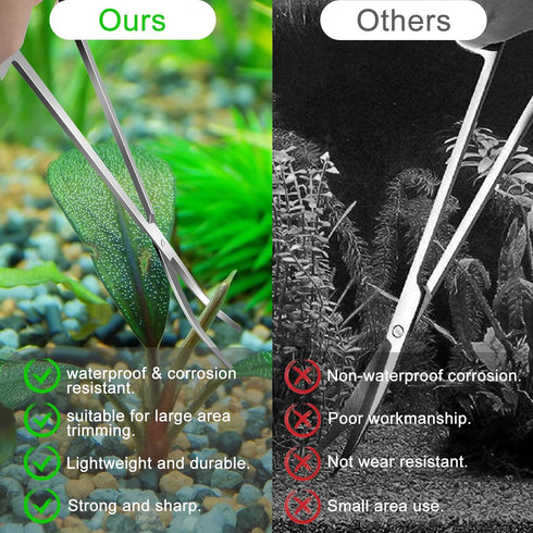 4Pcs Aquascaping Tools Kit, Long and Strong Aquarium Tweezers, Scissors, Algae Scraper, Plant Trimming Kit for