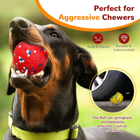 2 Pack Dog Balls, Upgraded Indestructible Toys for Aggressive Chewers, Tough Bouncy Tennis Balls for Large Breeds