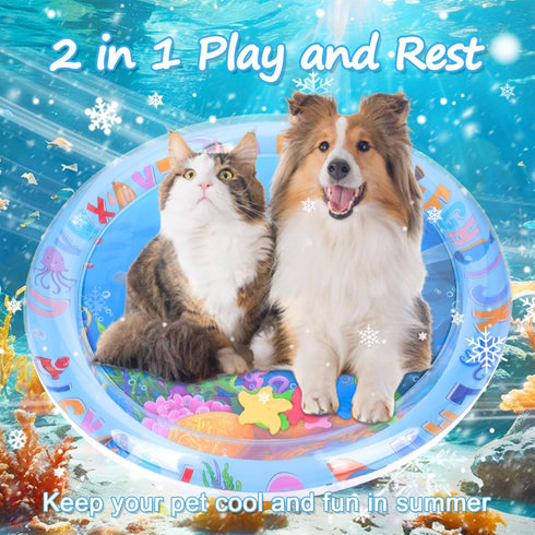marhook Cat Water Mat Upgrade Thickened, Ocean-Themed Pet Cooling Mat for Indoort Cats, Scratch-Resistant Cat Cold Pad