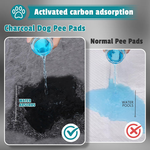 28"x34" 30 Counts Charcoal Puppy Pads, Activated Carbon Odor-Control XL Leak-Proof Pet Training Pee Pads, Disposable
