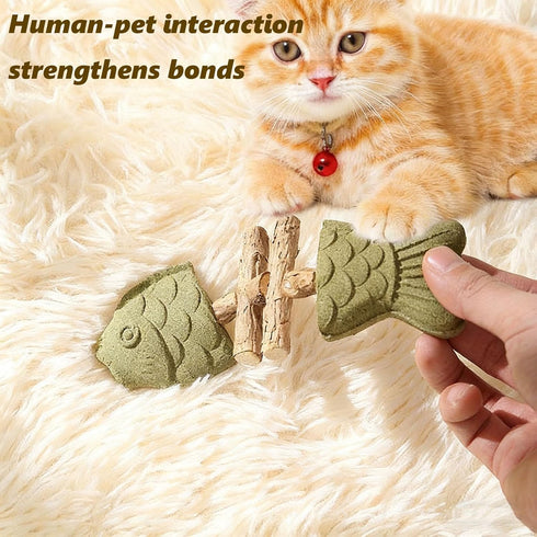 Generic (3CPS-C) Purrident - Fix Cat Dental Health - Natural Dental Chew for Cats, Fishbone Shape Cat Teething Toy