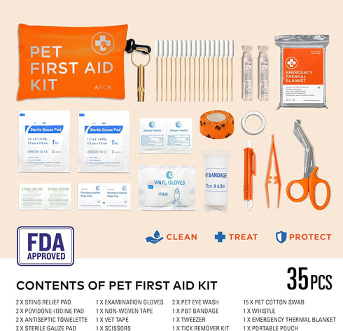 Water Resistant Dog First Aid Kit - Pet Emergency Kit with High Visibility Reflective First Aid Pouch for Hiking,