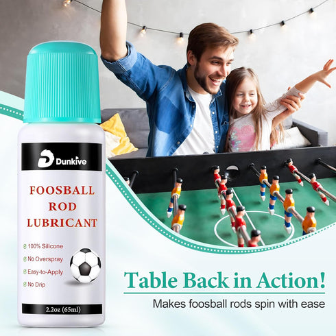 Dunkive 100% Foosball Rod Silicone Lubricant with No Spill Applicator Foosball Lubrication Oil for Table Rods