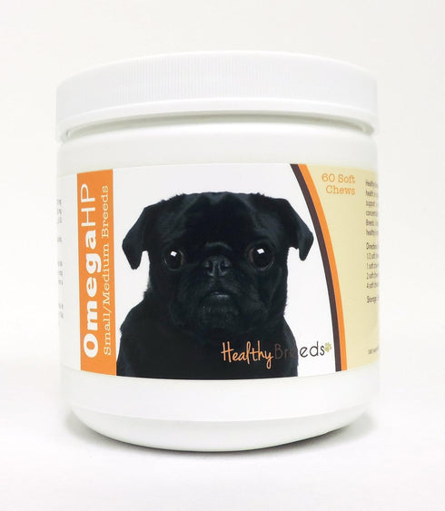 Healthy Breeds Pug Omega HP Fatty Acid Skin and Coat Support Soft Chews, 60 Count