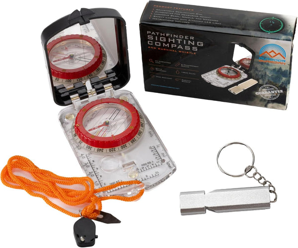 Pathfinder Camping and Hiking Compass, Orienteering Compass with Clinometer, Adjustable Declination, Survival Gear