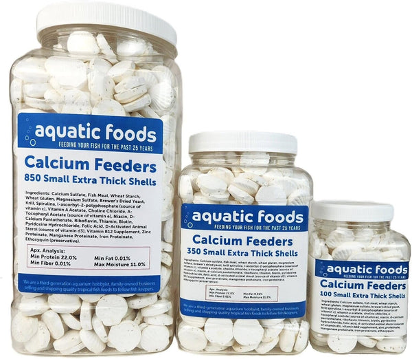 Aquatic Foods Inc. Calcium Enriched Food Shells, Small Extra Thick Shells for Shrimp, Snails, Crabs,