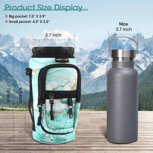 25oz 32oz 40oz 64oz ARTSO Water Bottle Carrier Bag Sling Holder Pouch, Insulated Water Bottle Sleeve Case Cover