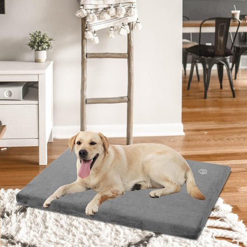 EMPSIGN Stylish Dog Bed Mat, Reversible Dog Crate Pad with Waterproof Linings, Removable Machine Washable Cover, Grey,