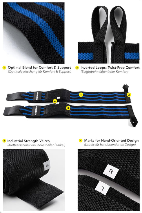 Wrist Wraps for Weightlifting (1 Pair/18 inch) - Workout Equipment for Gym, Bench Press, Pushups