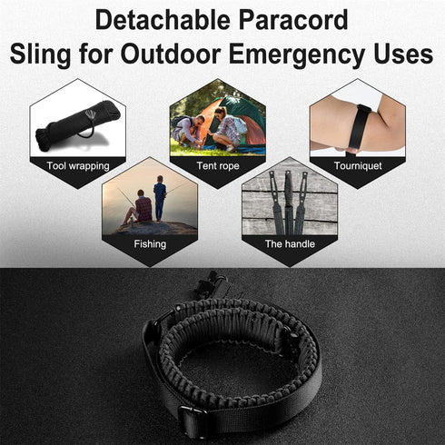 Two-Point Paracord Sling with Swivels, Non-Slip Quick Adjustable Length Strap for Hunting