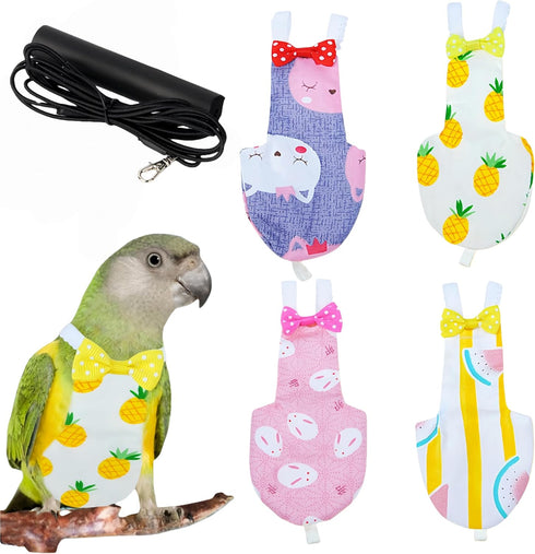 Magnoloran 2Pcs Bird Diapers Bird Harness Flight Suits Diapers with 80 Inch Flying