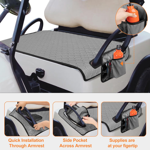 Golf Cart Seat Covers - Towel Blanket with 4 Side Pockets, Fits EZGO, Club Car, Yamaha, and More