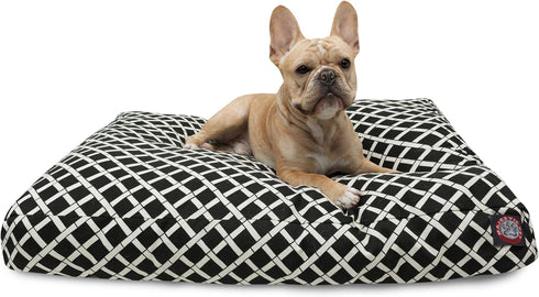 Black Bamboo Medium Rectangle Indoor Outdoor Pet Dog Bed with Removable Washable Cover by Majestic Pet Products
