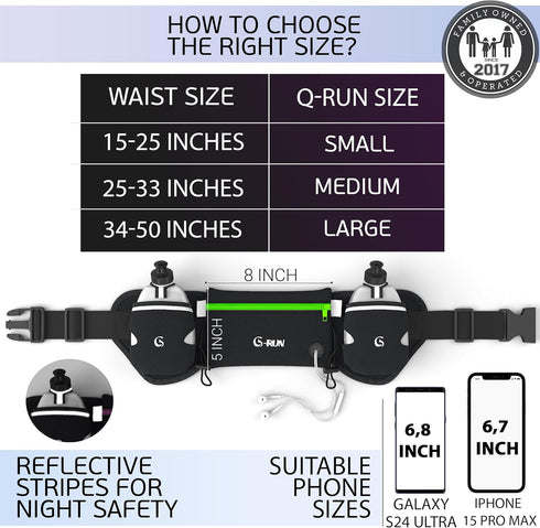 Hydration Running Belt with Bottles - Water Belts for Men and Women, iPhone Running Belt for Jogging Cycling Biking