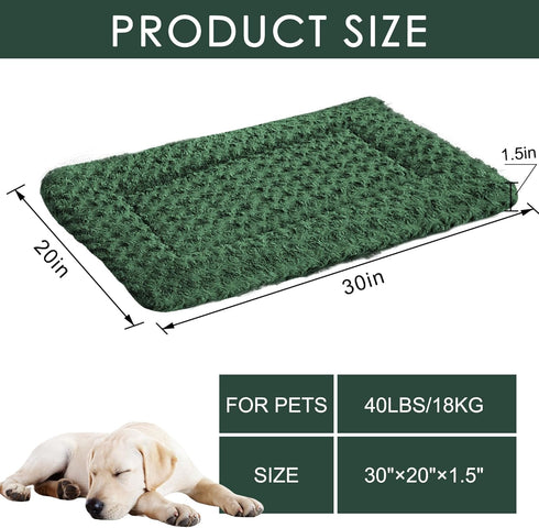 Wittop Pets,Cozy Dogs,30 20 inch,Green Washable Dog Bed Plush Orthopedic Outdoor Crate Mat with Non-Slip Bottom,Luxe