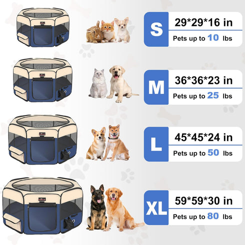 Aivituvin Dog Playpen, Foldable Pet Play Pens with Carrying Bag for Cat, Puppies, Rabbits, Portable Dog Tent Crates