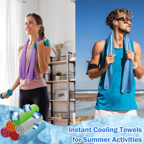 30Pack (40"x12"), Cooling Towels for Neck and Face Ice Microfiber Cooling Towels Bulk for Workout Chill Sweat Towels