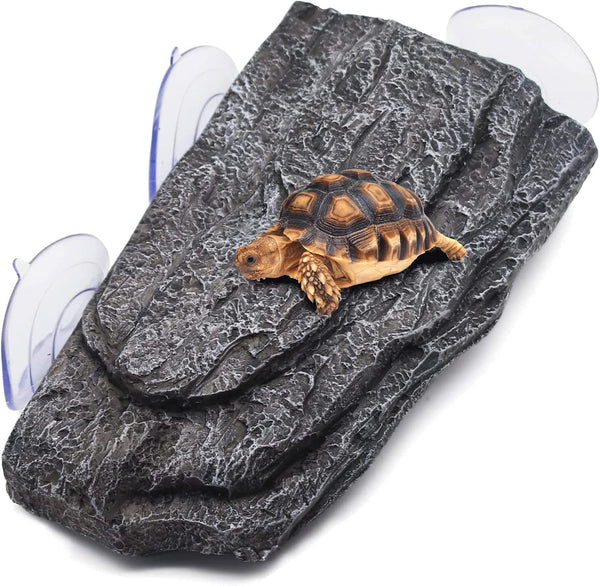 Turtle Floating Basking Platform - Artificial Bark Decor for Aquariums, Includes 3 Suction Cups for Easy Installation
