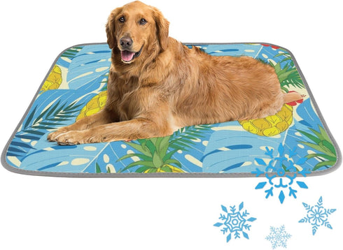 Generic Cooling Dog Mat Ice Silk Cooling Dog Mat for Crate Leaf Print