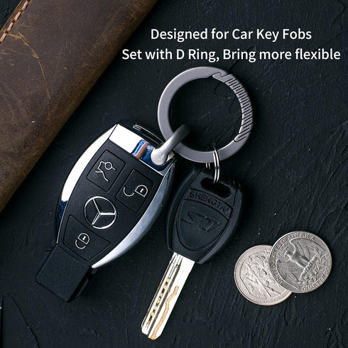 TISUR Titanium Round Carabiner Clip, Spring Hook Key Ring, Small Keychain Carabiner with D-Ring for Keys