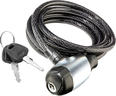 Schwinn Bike Key Lock, Braided Steel Cable, 6 feet x 8mm, 2 Keys Included, Security Level 1