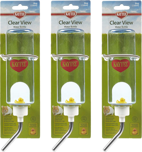 Kaytee 3 Pack Small Animal Water Bottles, 8 Ounce Capacity Each for Hamsters, Gerbils, and Pet Rats