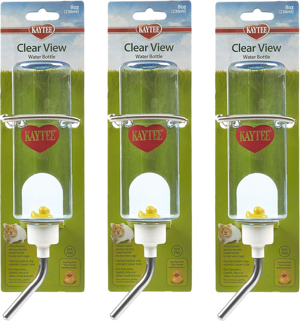 Kaytee 3 Pack Small Animal Water Bottles, 8 Ounce Capacity Each for Hamsters, Gerbils, and Pet Rats