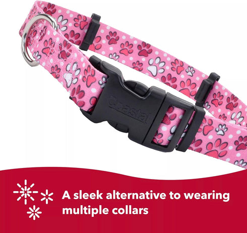 Coastal Pet SecureAway Flea Collar Protectors - Adjustable Protective Dog & Puppy Collar - Multi Paws, 1" x 18-26"