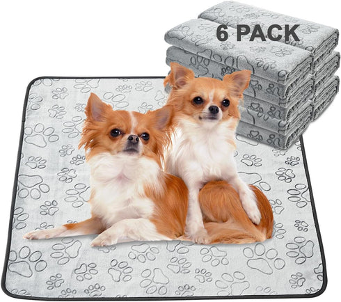Qeils Reusable Puppy Pads, 6 Pack Washable Pee Pads for Dogs, Non