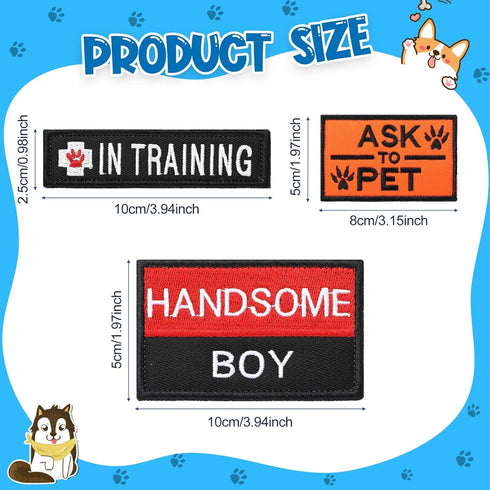 12 Pieces Dog Patches for Service Dog Vest Removable Tactical Harness Patch Set Service Dog Patch Embroidered in Training Patch Animal Working Dog Patch for Vest Harnesses Collars Leashes by Chunyin
