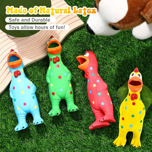 4 Pet(8.6 Pcs Rubber Squeaky Chicken Dog Toys Funny Latex Screaming Interactive Pet Squawkers Cute Dog Gifts