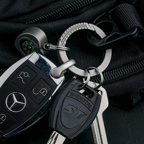 TISUR Titanium Round Carabiner Clip, Spring Hook Key Ring, Small Keychain Carabiner with D-Ring for Keys