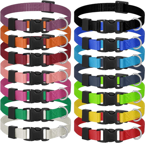 14 Pack Adjustable Puppy Collars - Breakaway Safety Whelping Collars for Small Puppies, Soft Nylon Identification