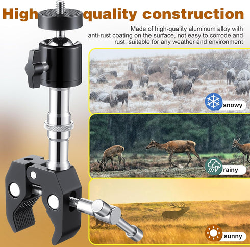 HappyAlley 2pcs T Post Trail Camera Holders, Trail Camera Mounting Bracket, Adjustable Trailcam Holder for Hunting