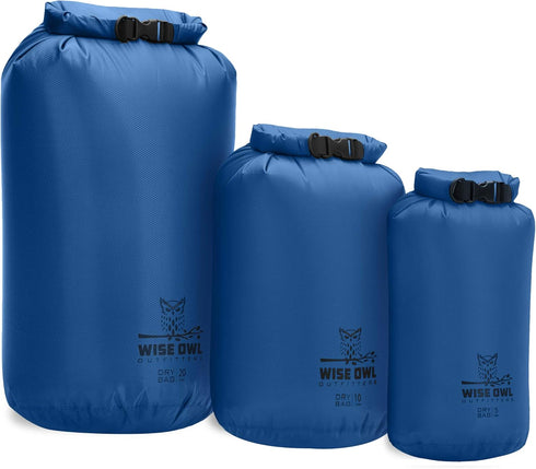 Wise Owl Outfitters Waterproof Dry Bag Carrier Case - Fully Submersible 1pk or 3pk, Ultra Lightweight Airtight Bags